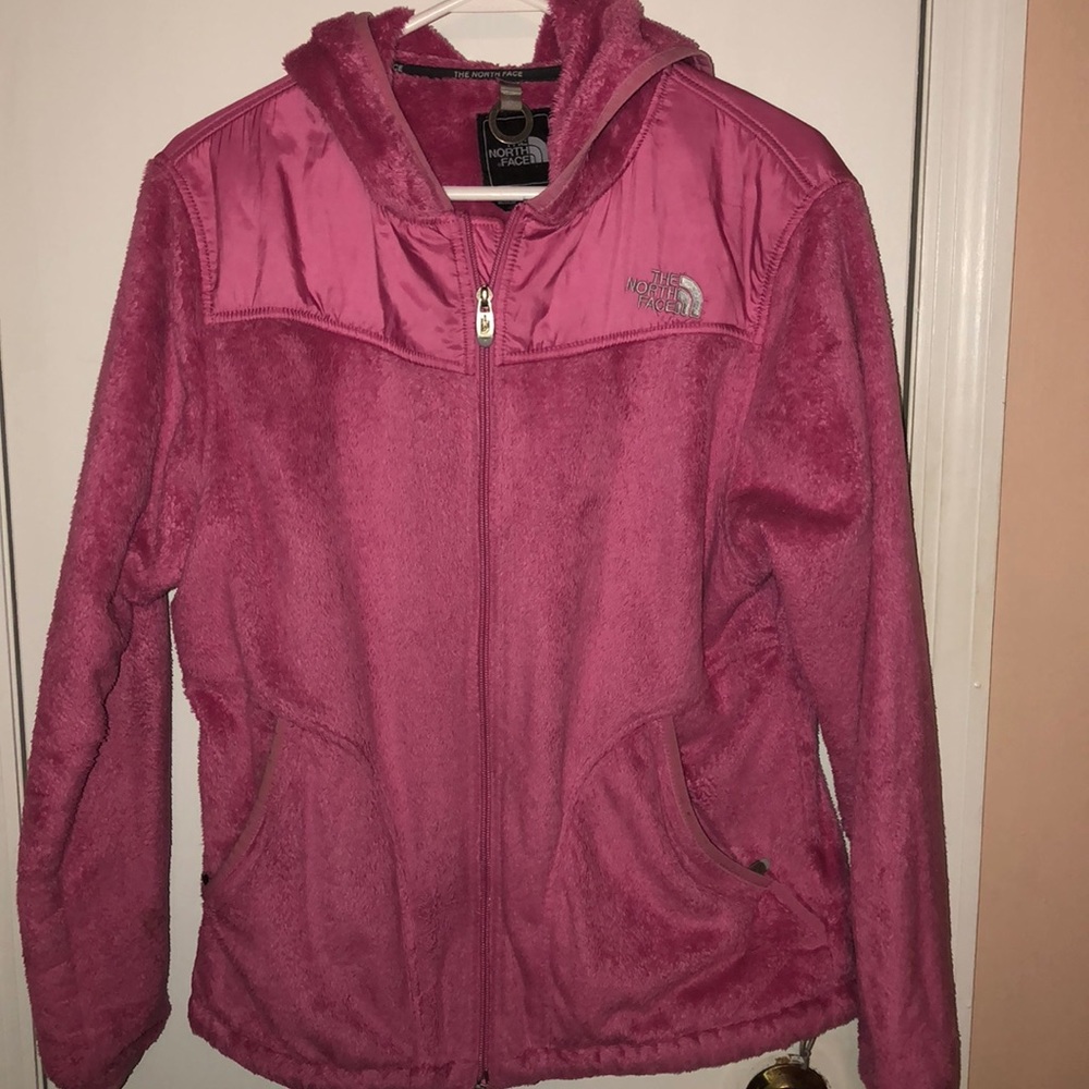 Pink Northface jacket with hood